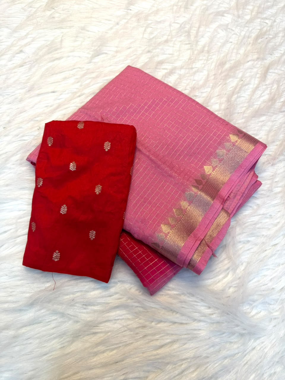 Viscose Temple border check saree✨