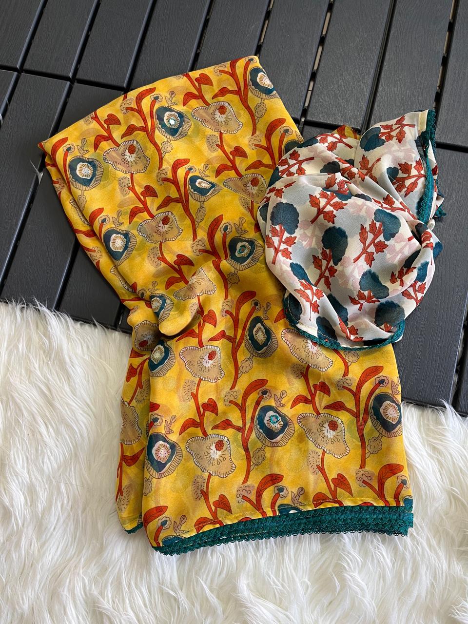 Soft floral 🌺 georgette saree ✨