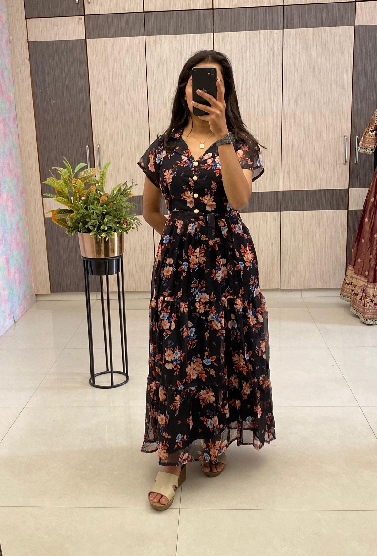 Shiffon floral 🌺 printed frock