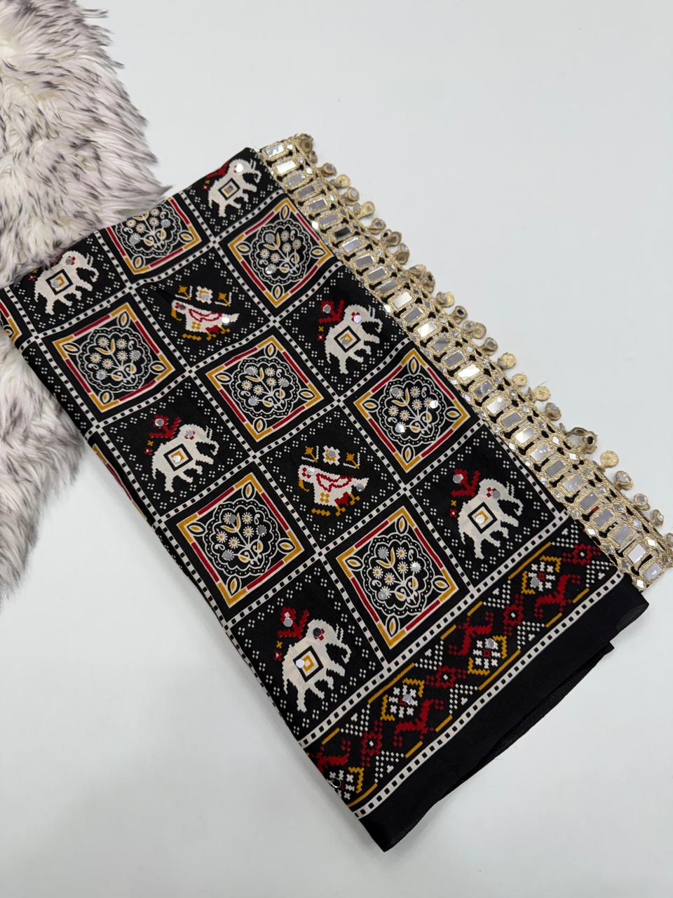 New Azrak lace work saree ✨