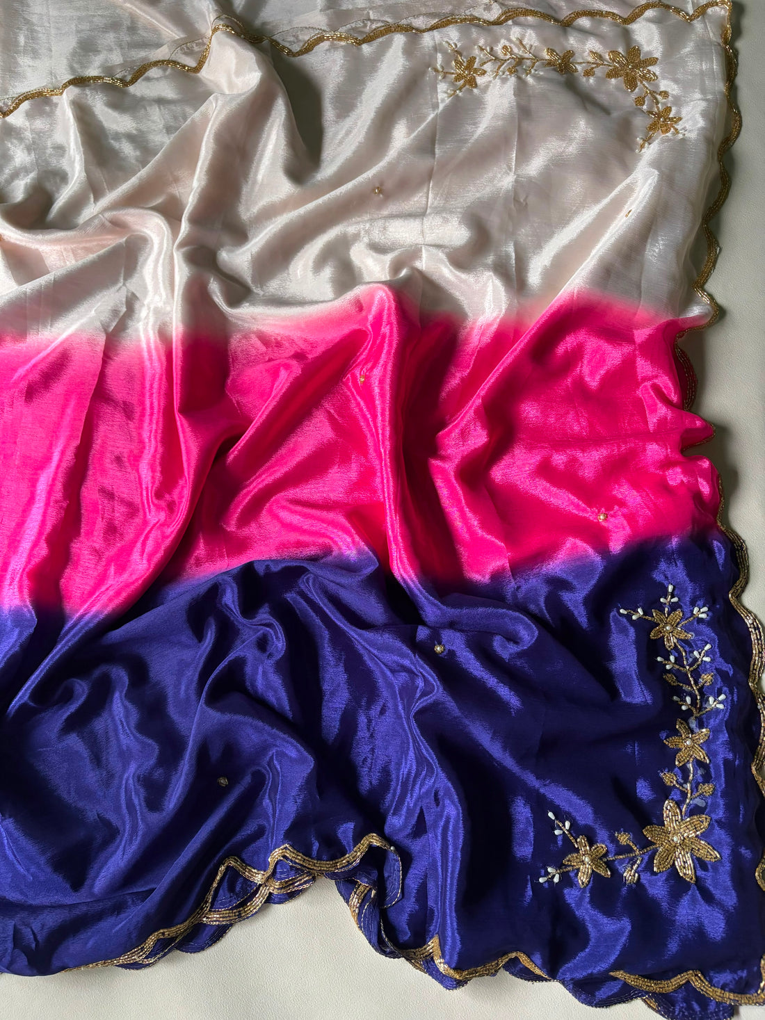Chinnon dual shade hand work saree ✨