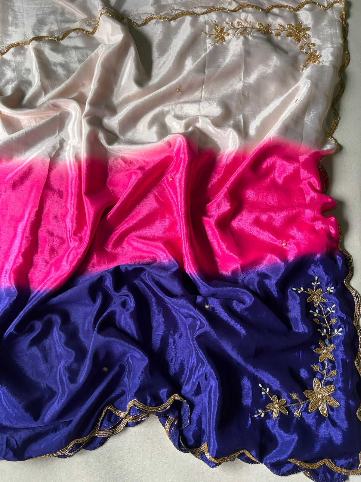 Chinnon dual shade hand work saree ✨