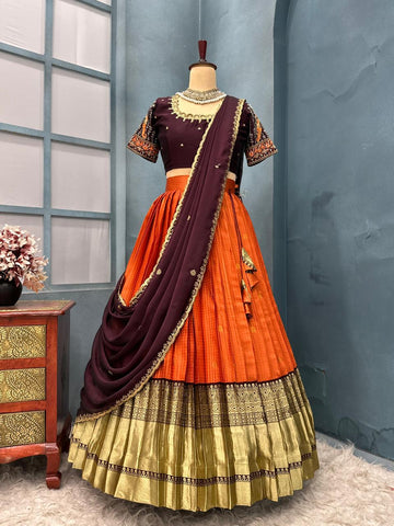 Pure kanjivaram silk lehenga