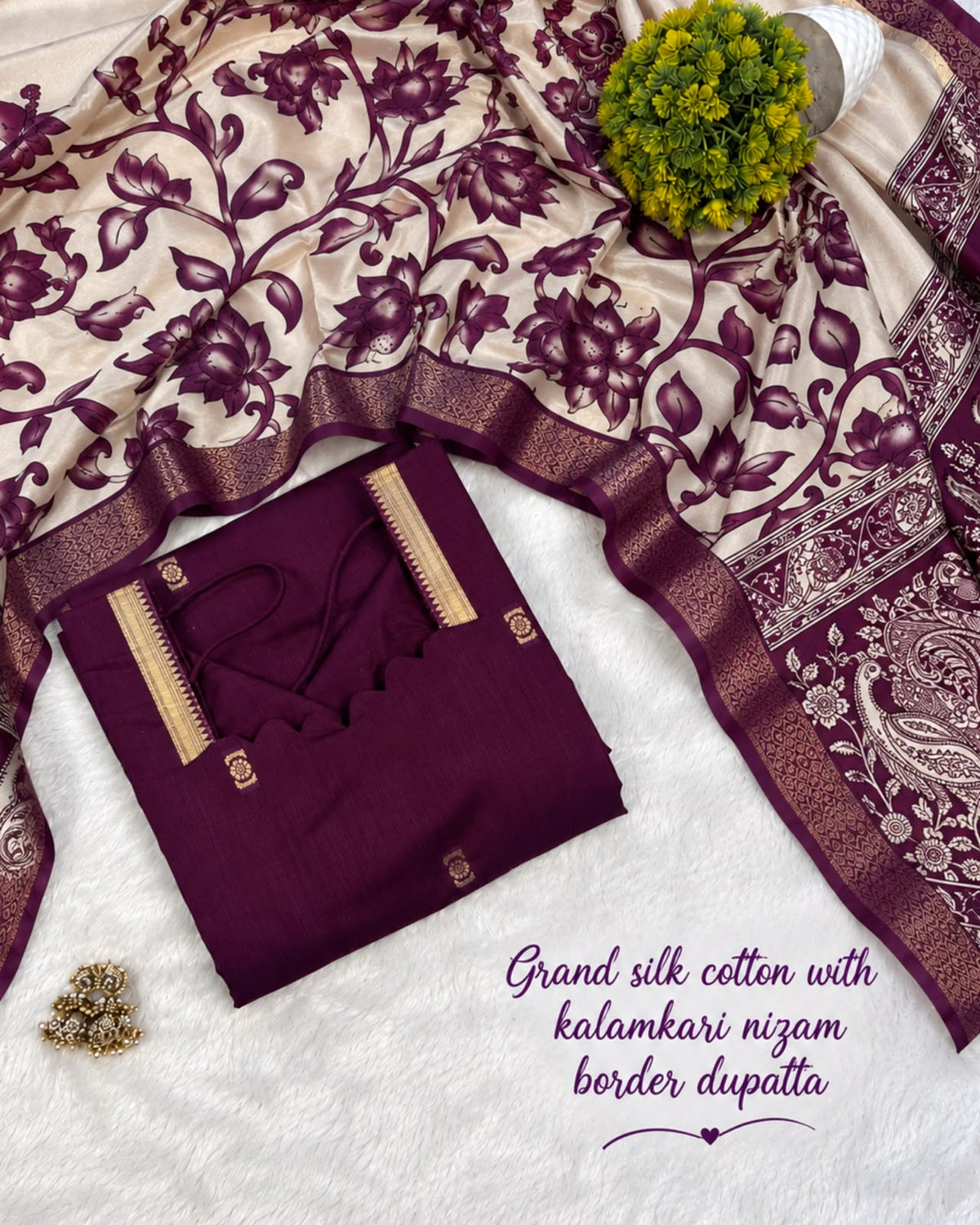 Mangalagiri butta silk cotton Top with Duppatta ✨
