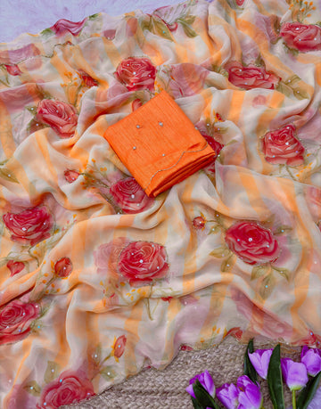 Floral 🌼 print cutdana work saree ✨