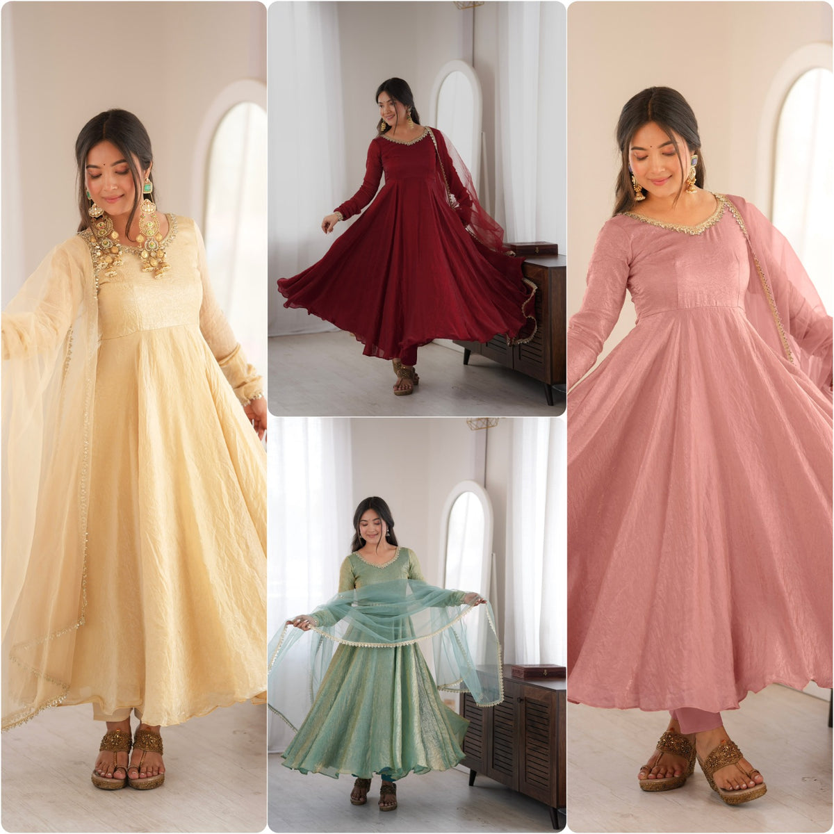 Crush mirror work anarkali suit ✨
