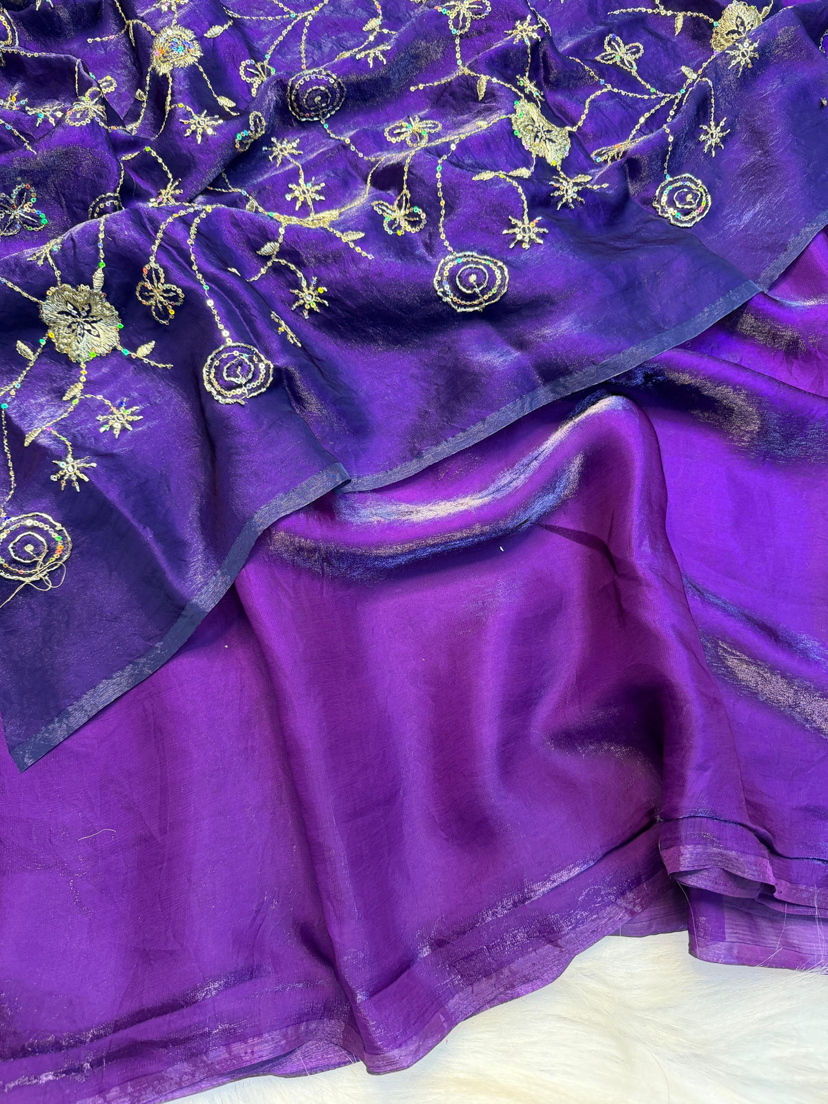 Two tone heavy space silk designer saree