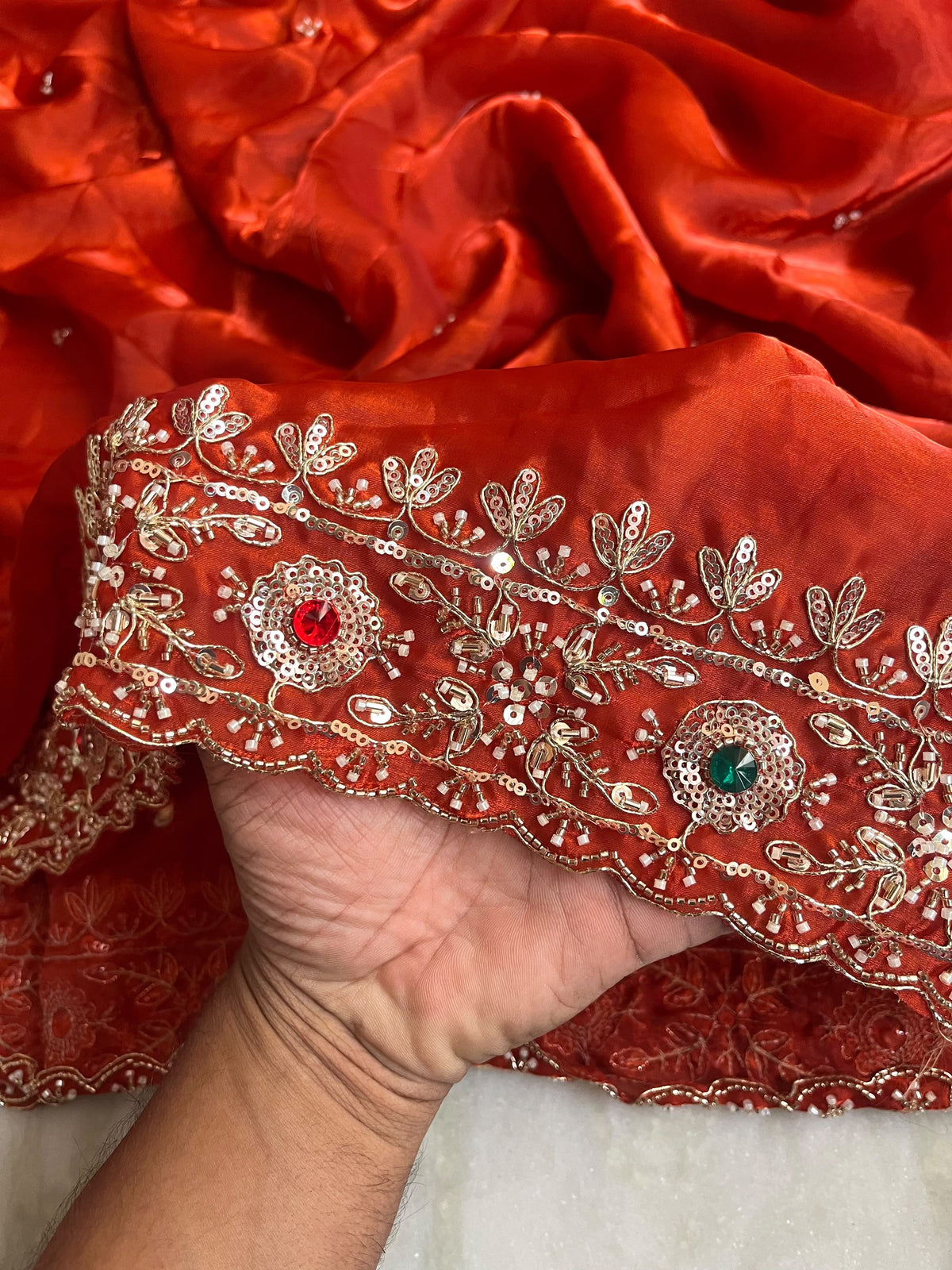 Space satin silk designer saree ✨