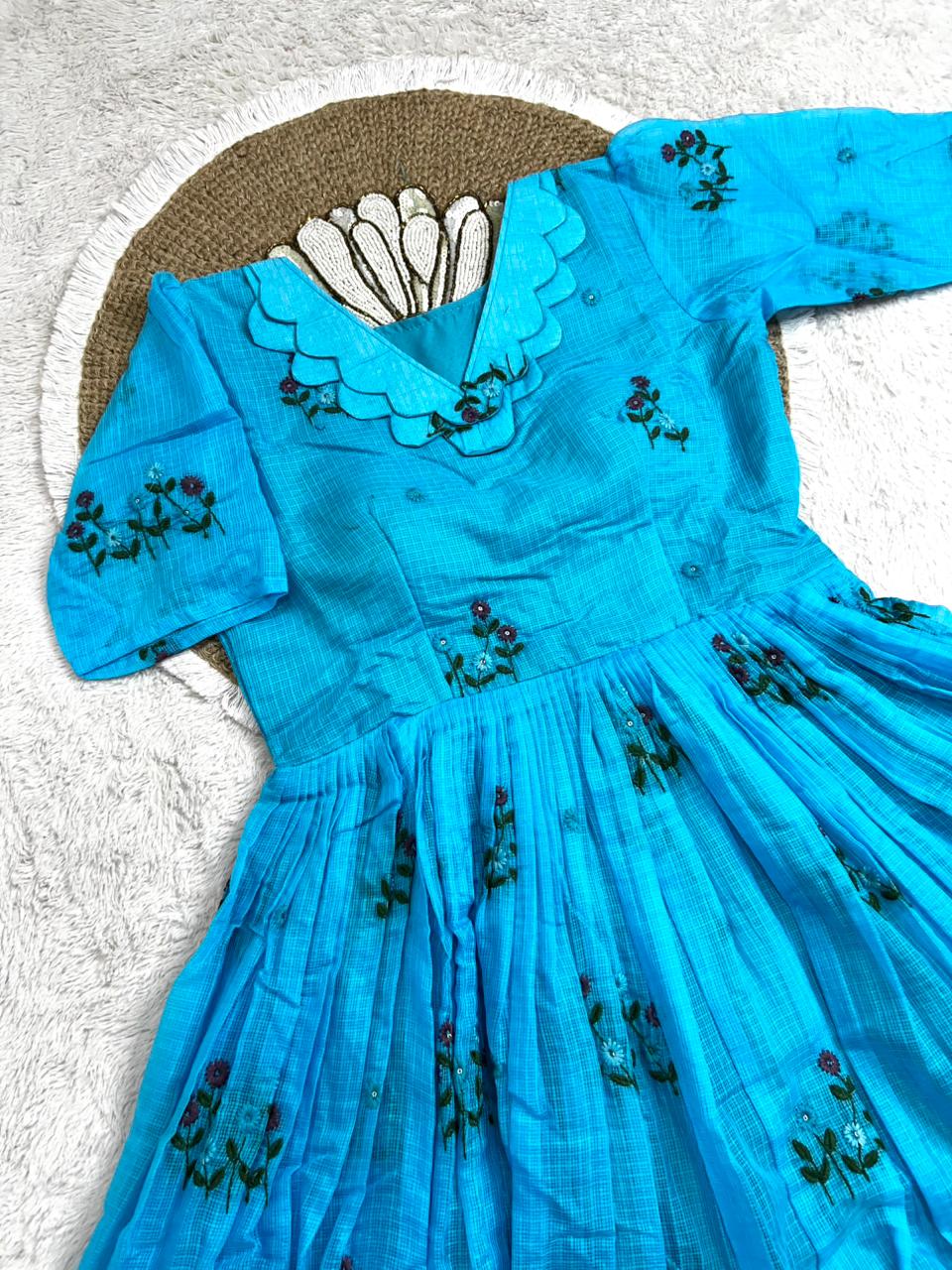 Kota checks embroidery gowns