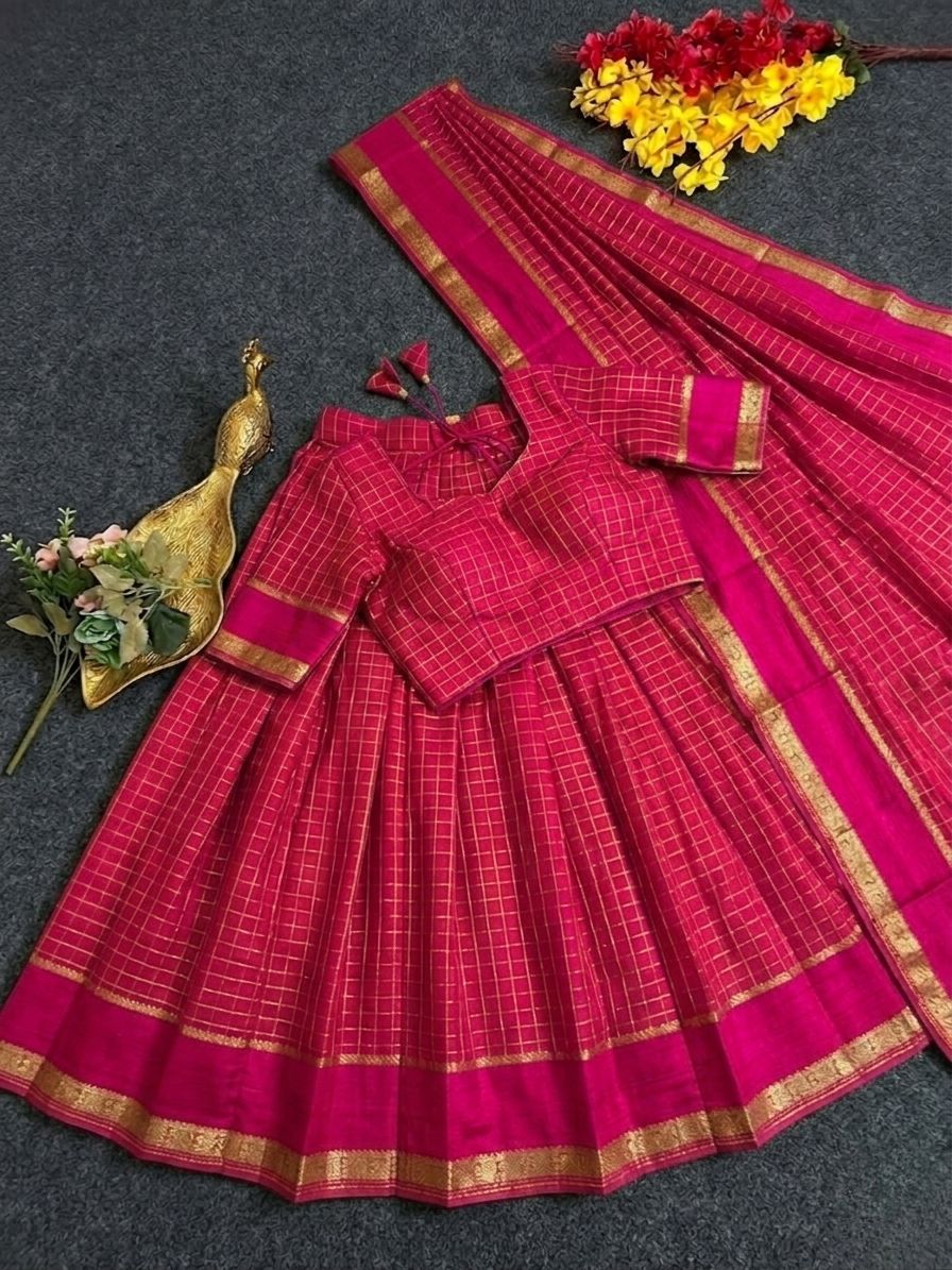 Pure viscose georgette checks lehenga