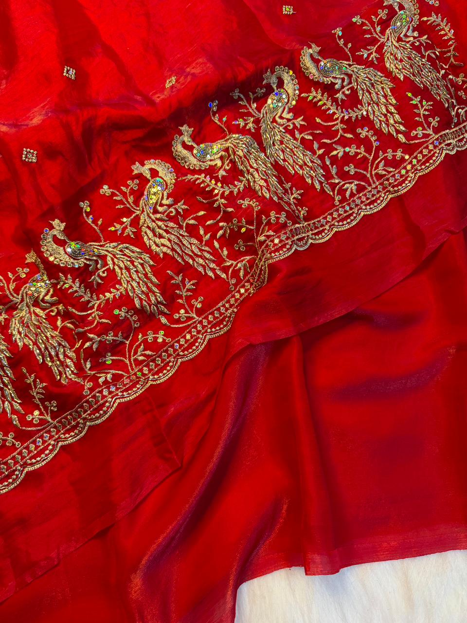 Peacock Two tone heavy space silk sarees