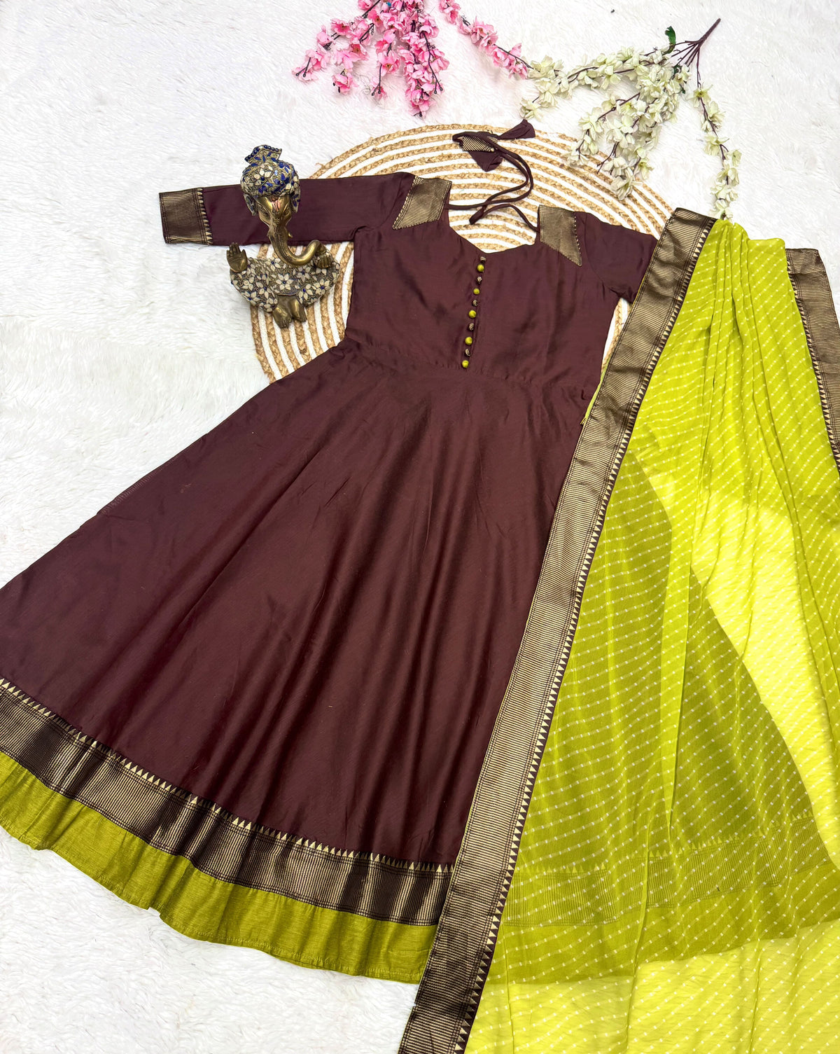 Rangoli silk gown with duppata