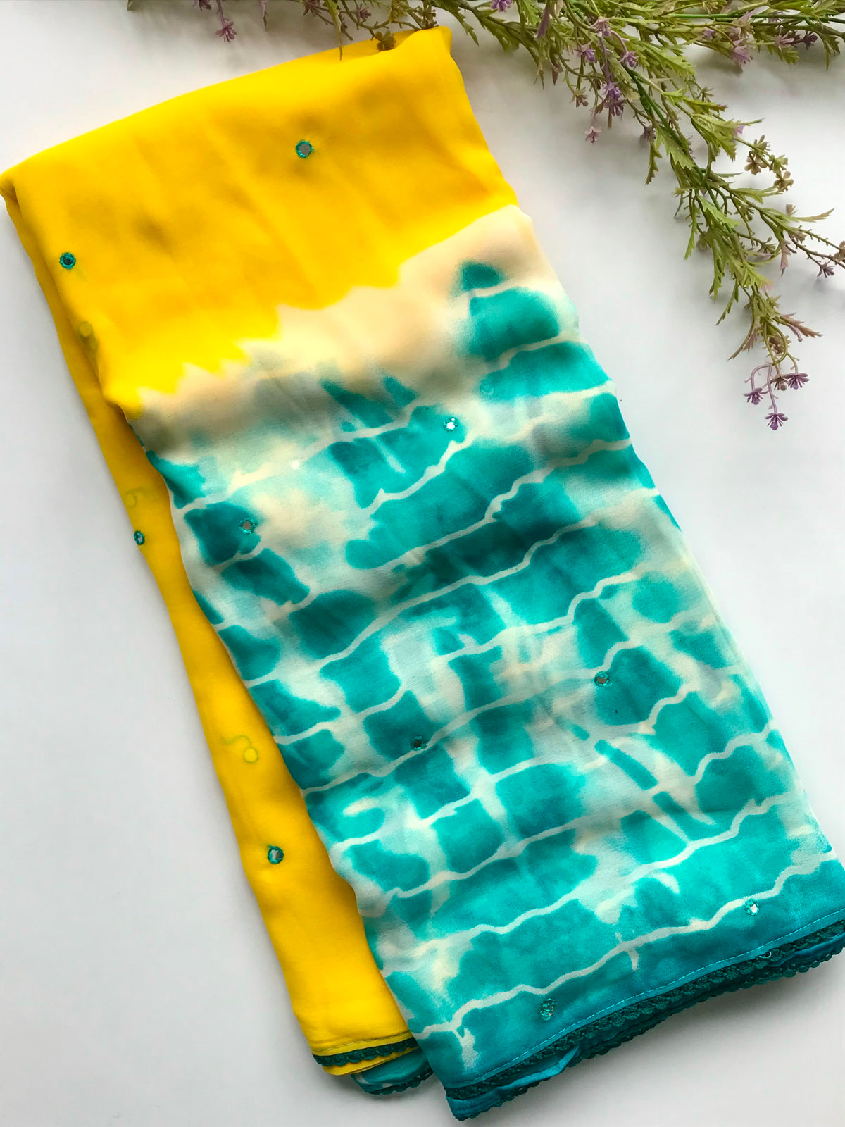 Beautiful shibori printed pure georgette saree