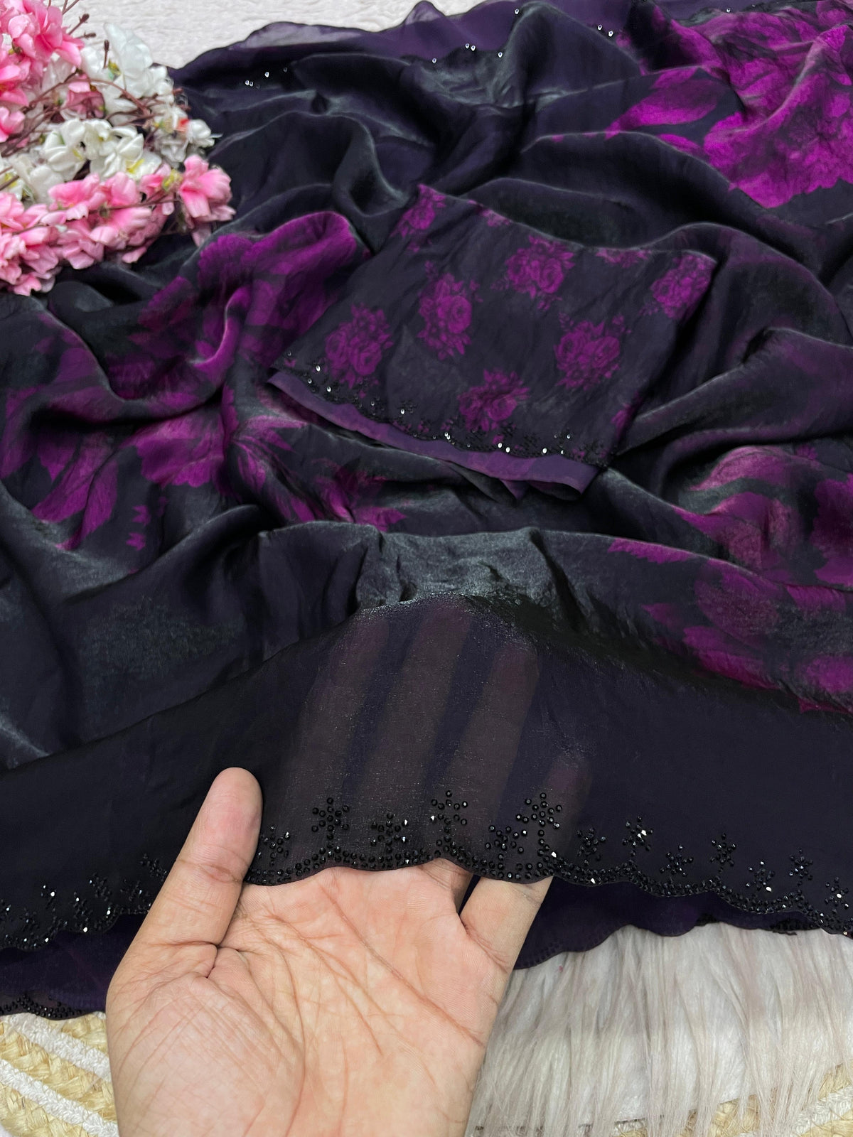 Space silk floral 🌺 digital print saree ✨