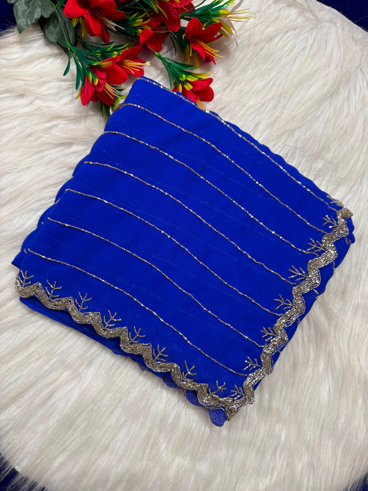 Pure georgette kadhana work saree