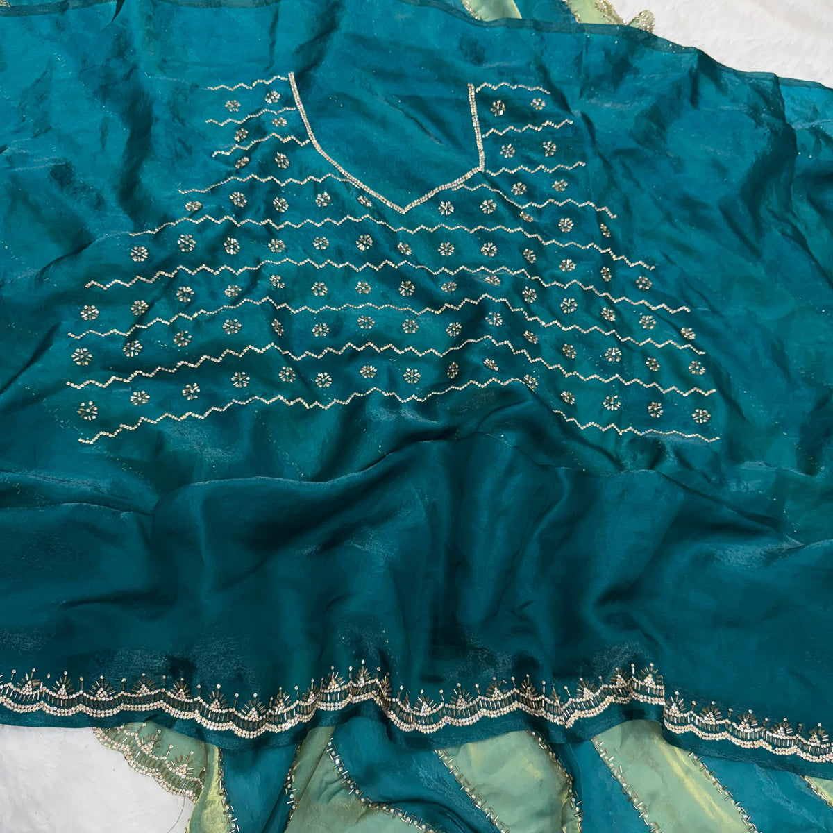 Designer space silk jarkhana stone work saree ✨