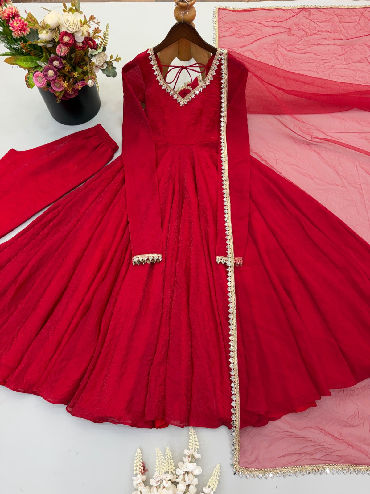 Crush mirror work anarkali suit ✨