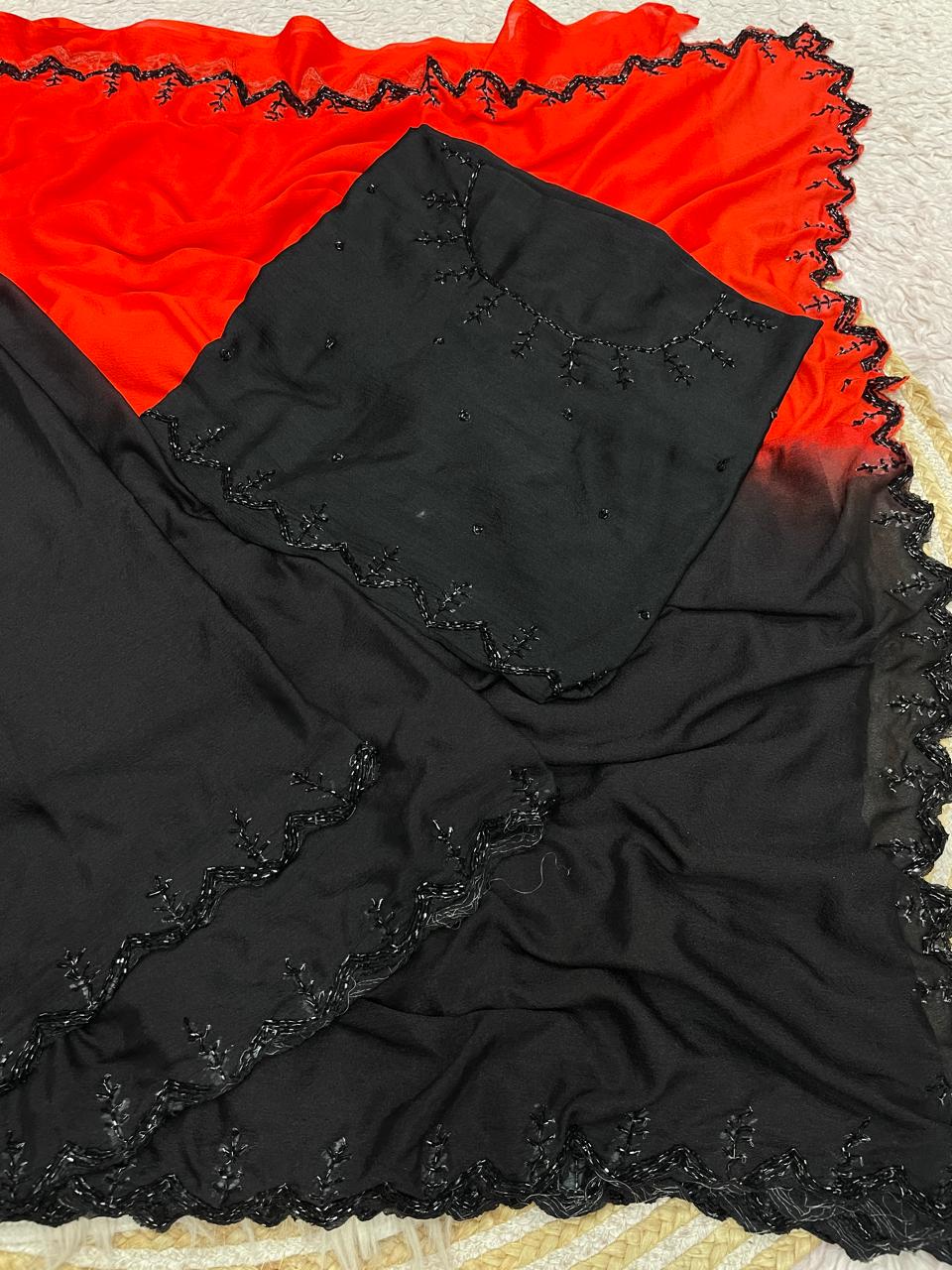 Dual shade Viscose chinnon saree