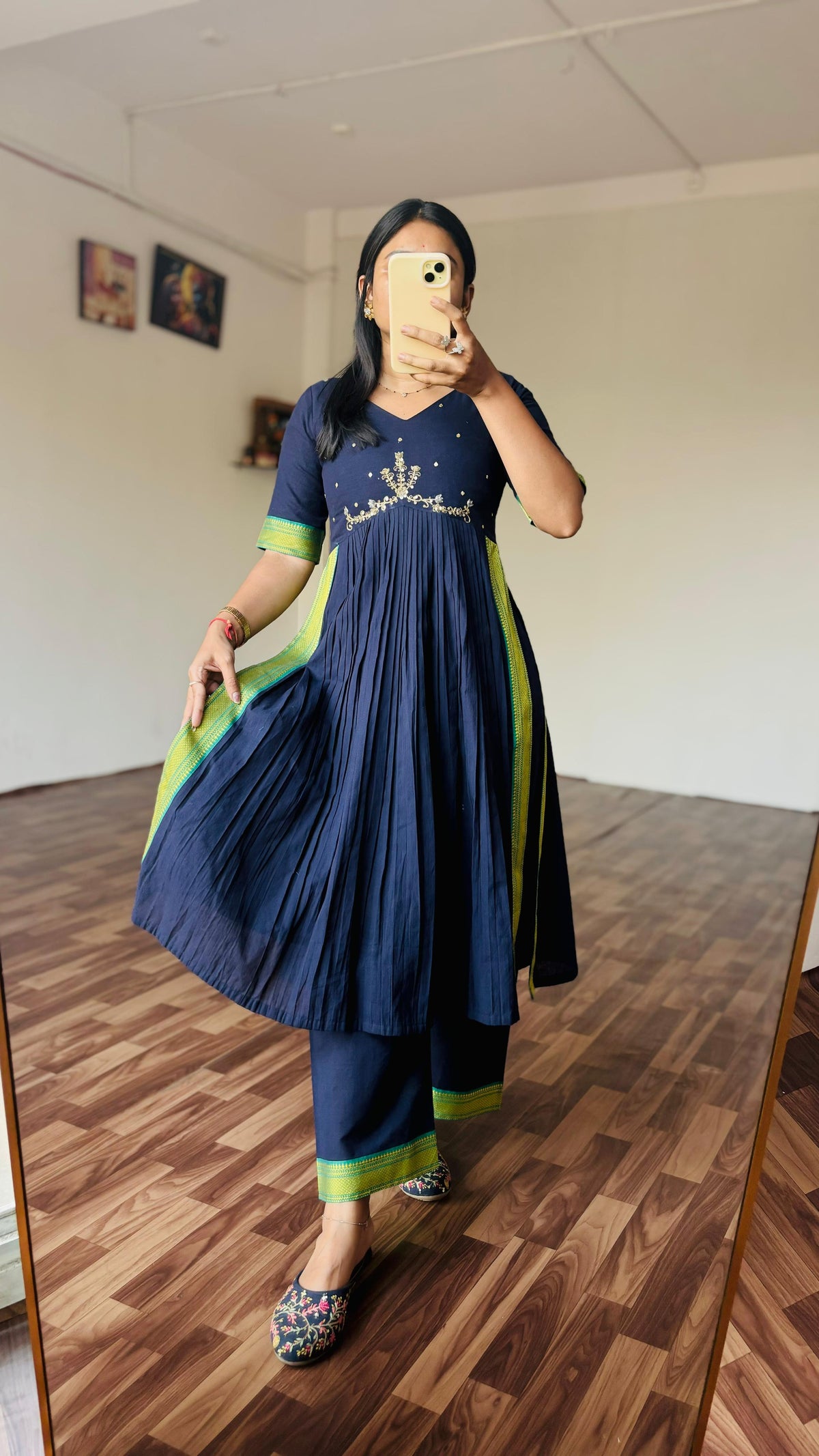 Mangalagiri handloom designer kurta-pant set