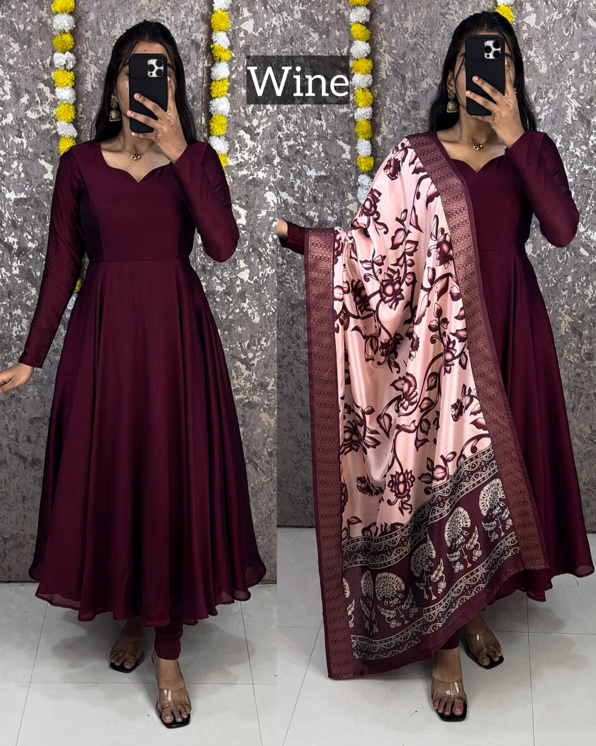 Vichitra silk anarkali set✨