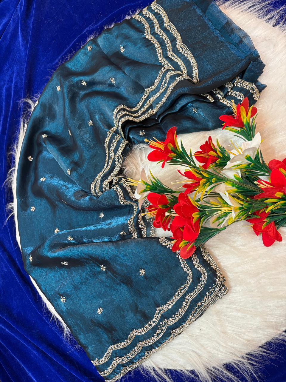 Rose 🌹 3 lines heavy designer saree ✨