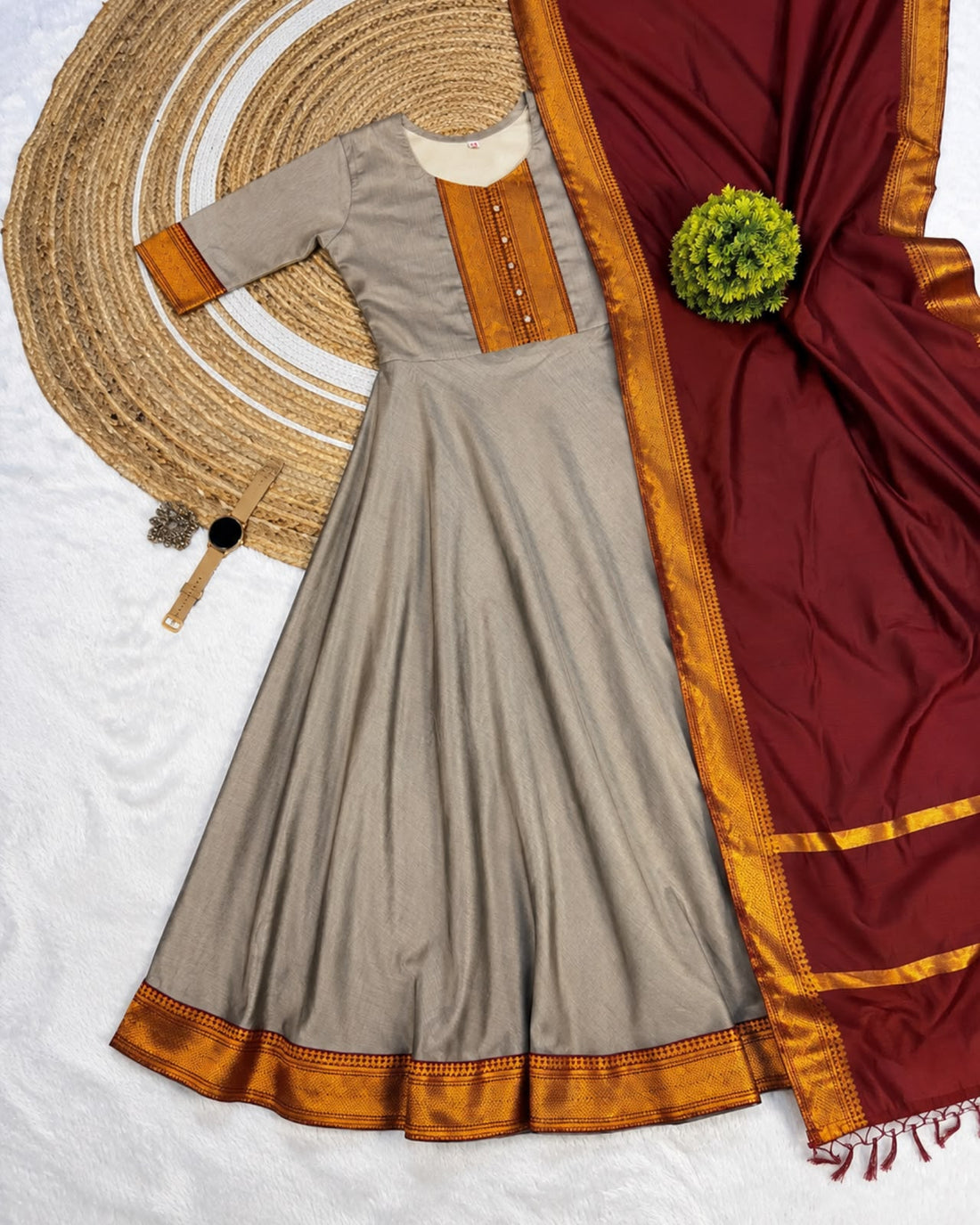 Mangalagiri silk cotton anarkali set ✨