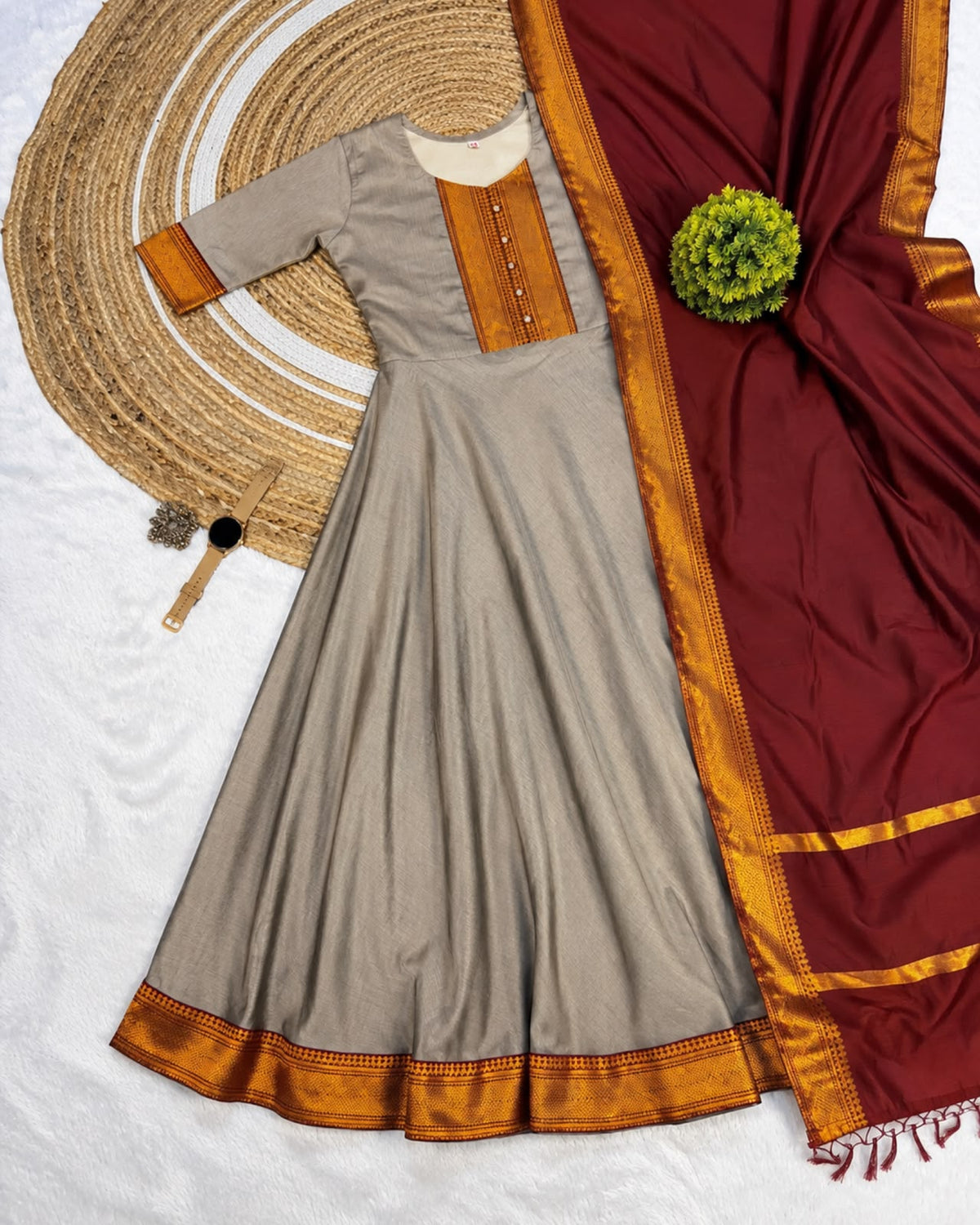 Mangalagiri silk cotton anarkali set ✨