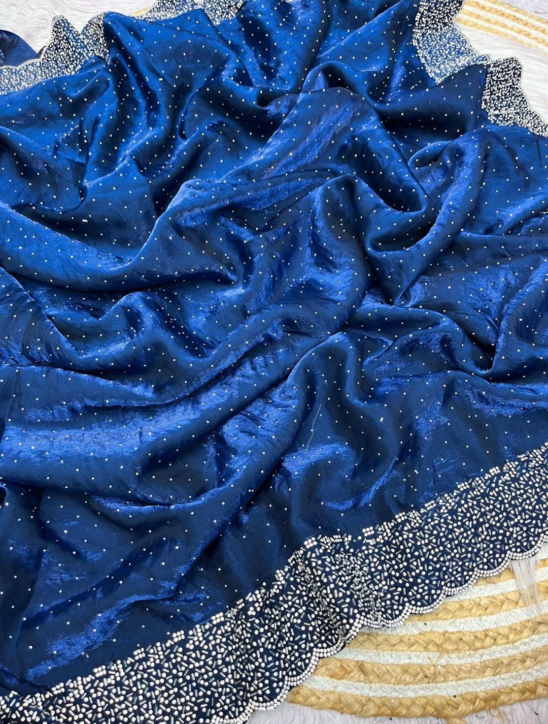 Space silk jarkhana stone work saree ✨