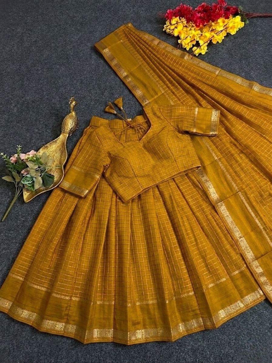Pure viscose georgette checks lehenga
