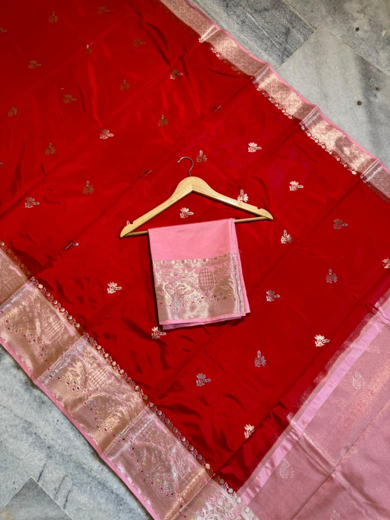 Flower 🌸 buti benaresi katan silk saree ✨