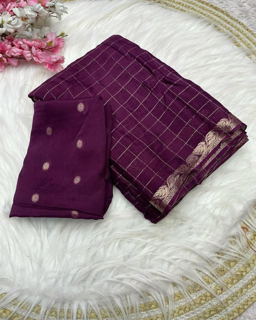 Viscose check saree✨