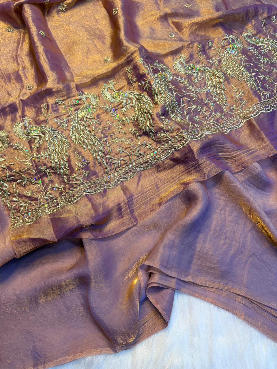 Peacock Two tone heavy space silk sarees