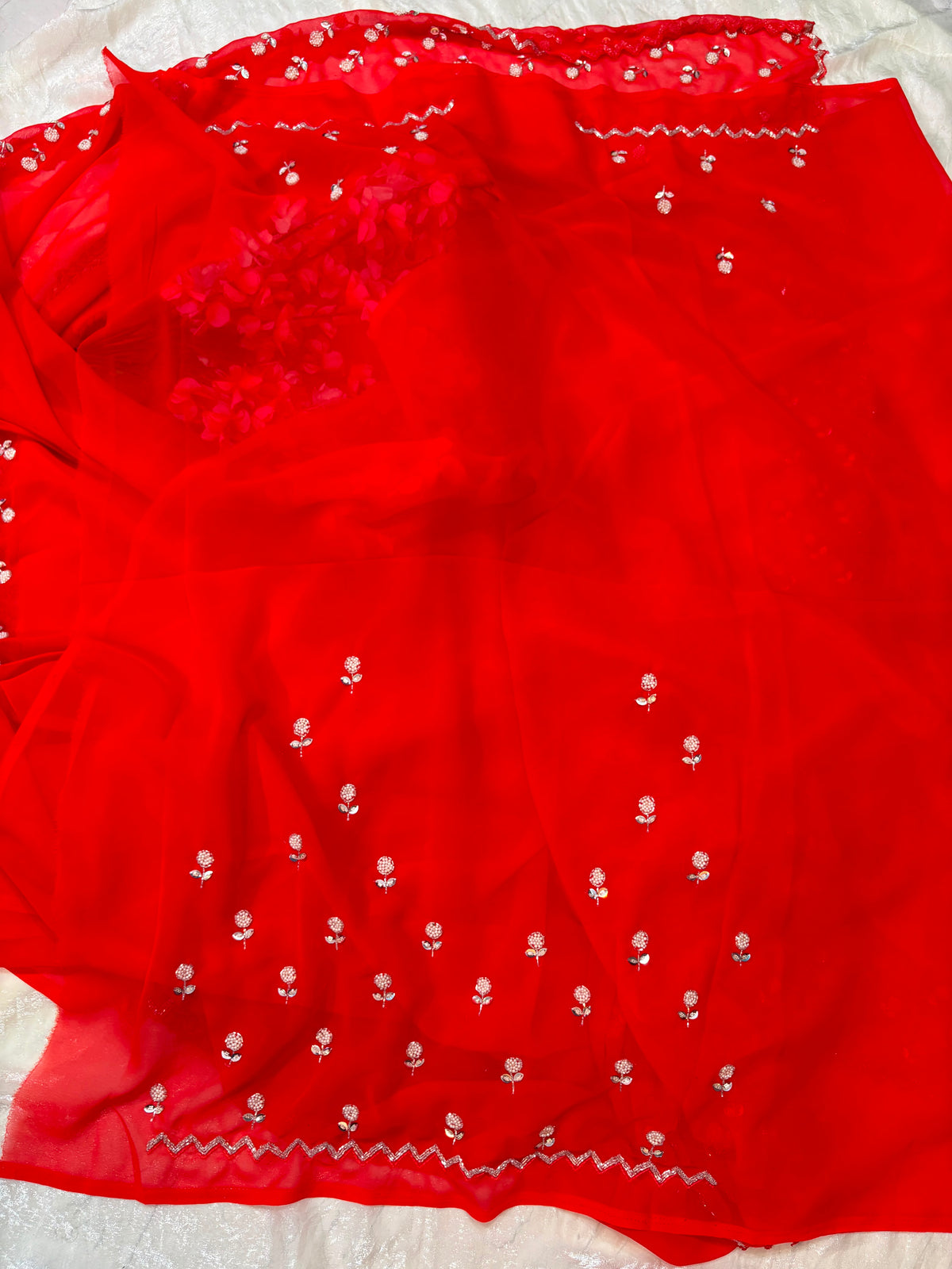 Georgette Gold beeds designer saree ✨