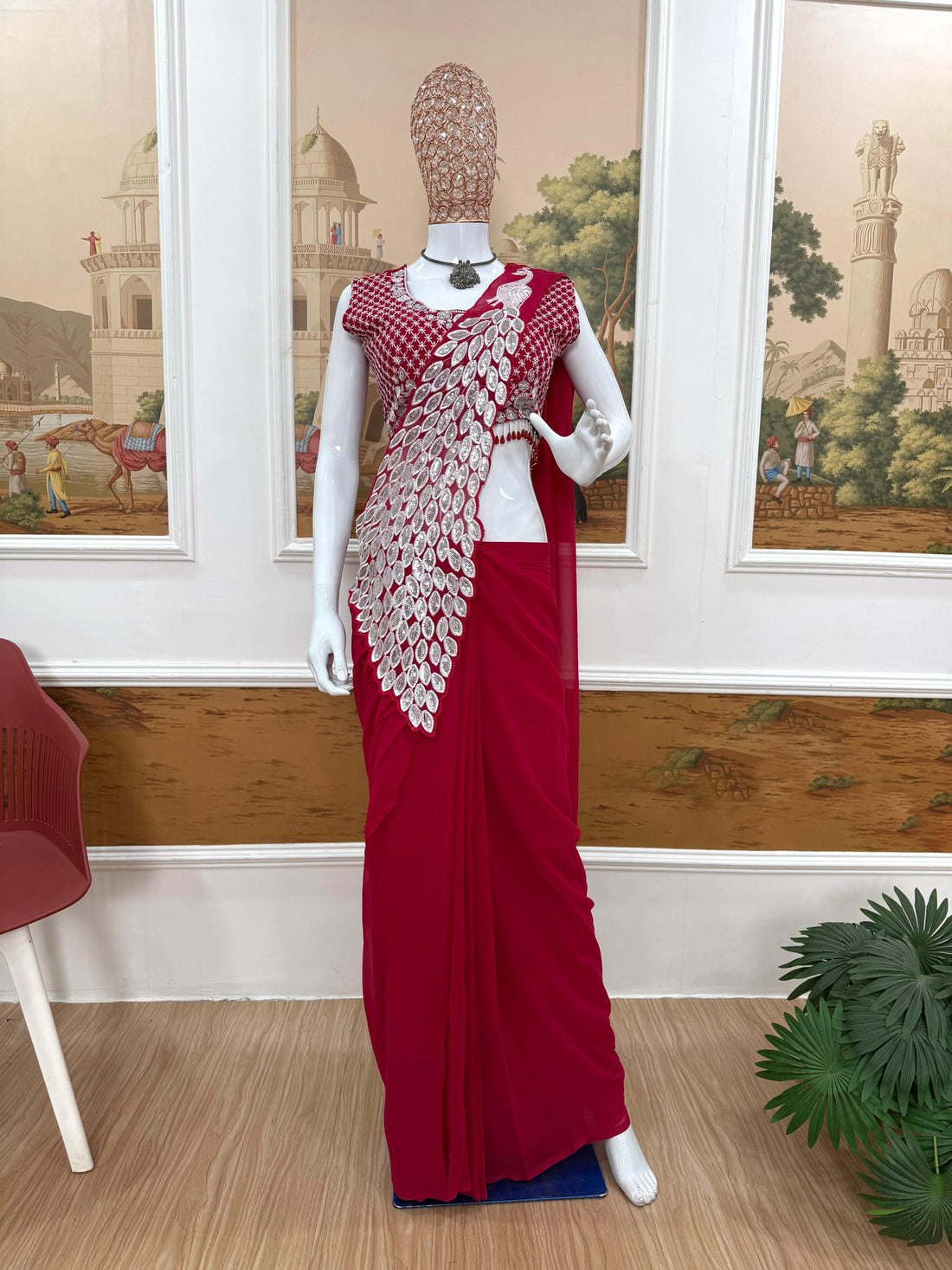 peacock design 1 min saree