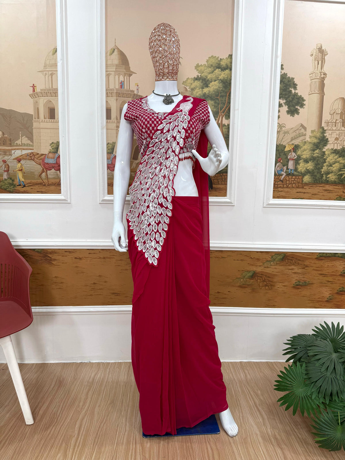 peacock design 1 min saree