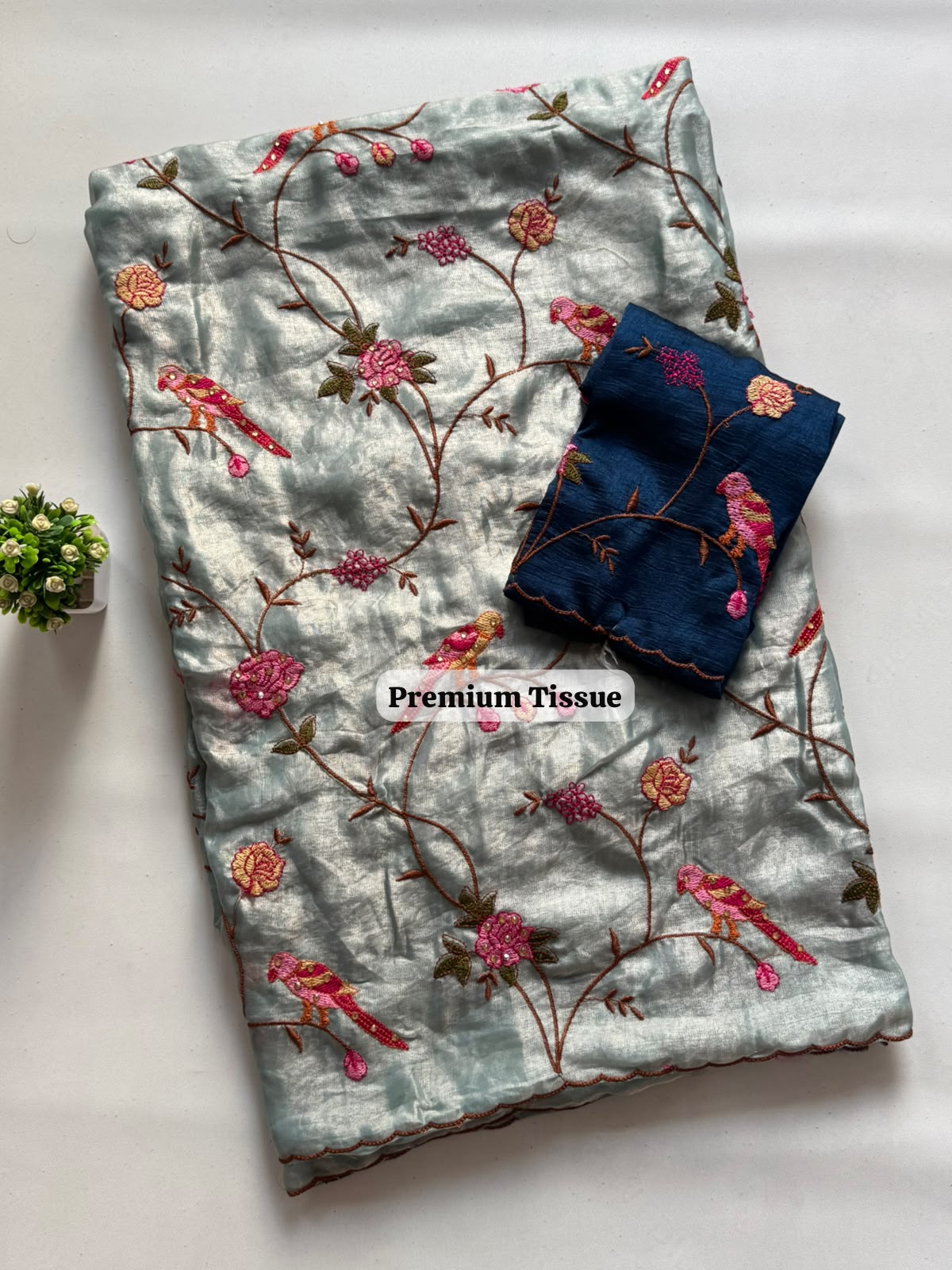 Tissue sartin designer saree ✨