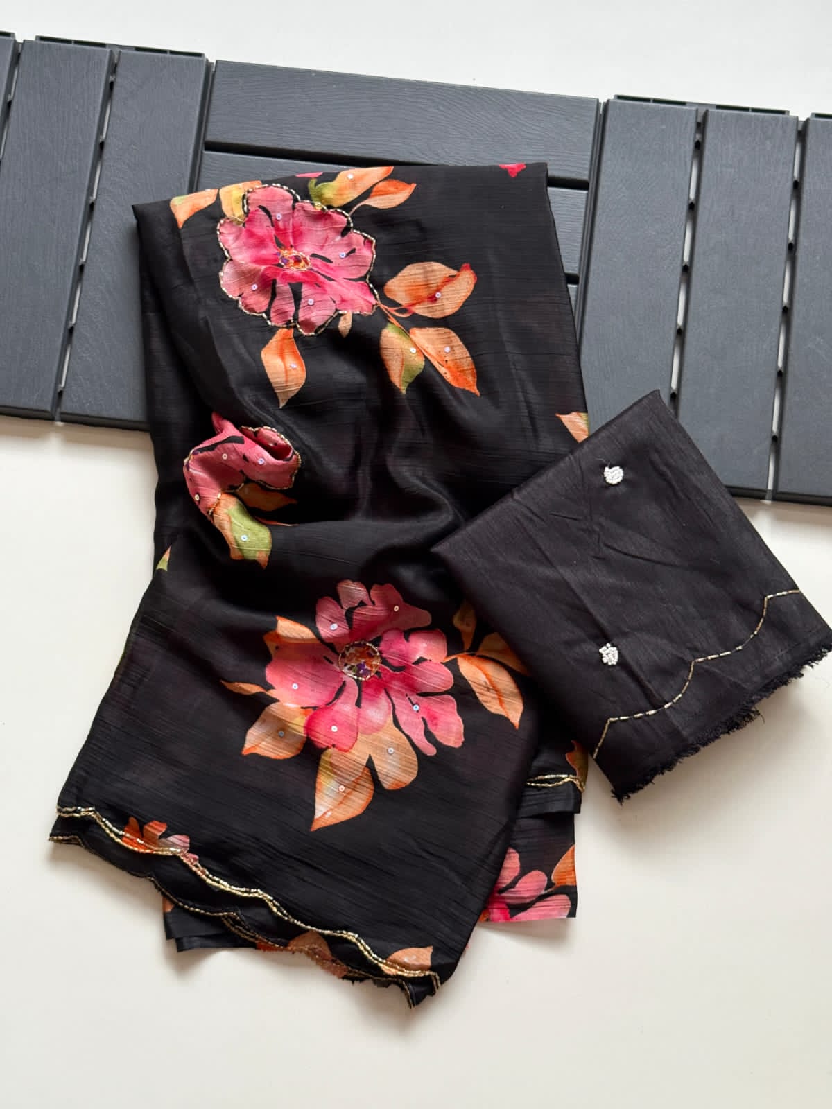 Chinnon silk floral 🌺 print saree