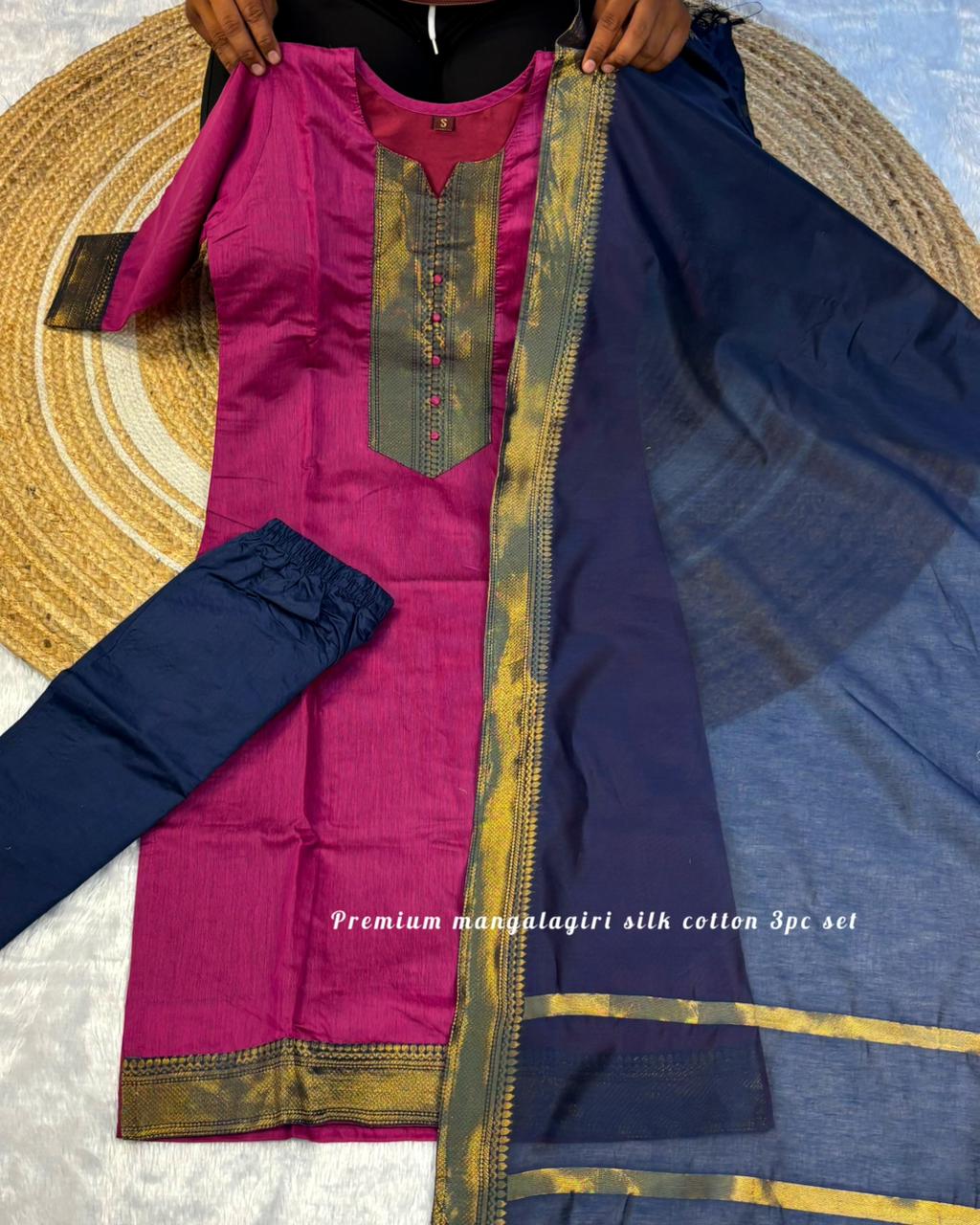 Mangalagiri silk cotton kurti set ✨
