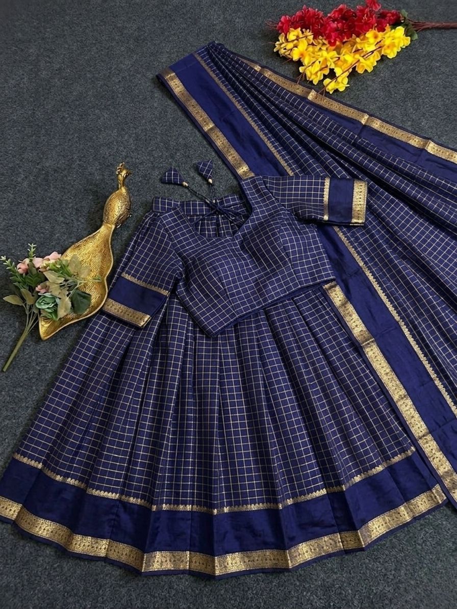 Pure viscose georgette checks lehenga