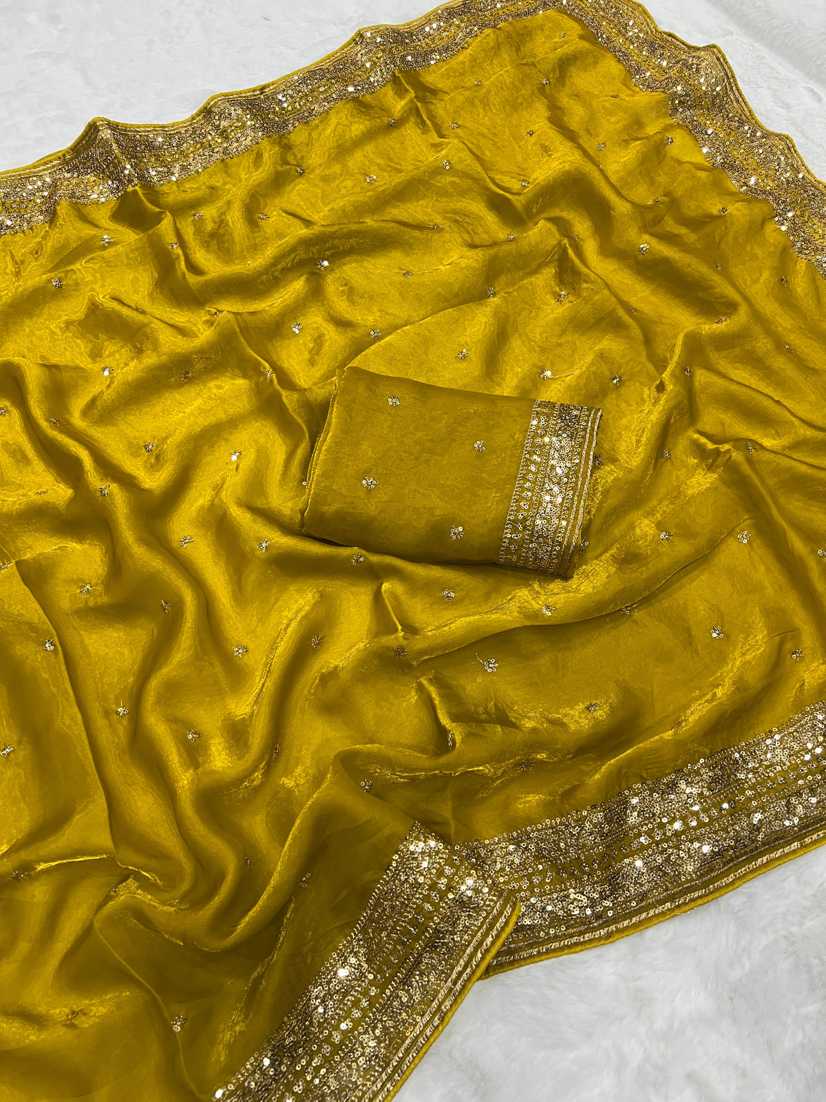 Space silk sequence work C-pallu designer saree ✨