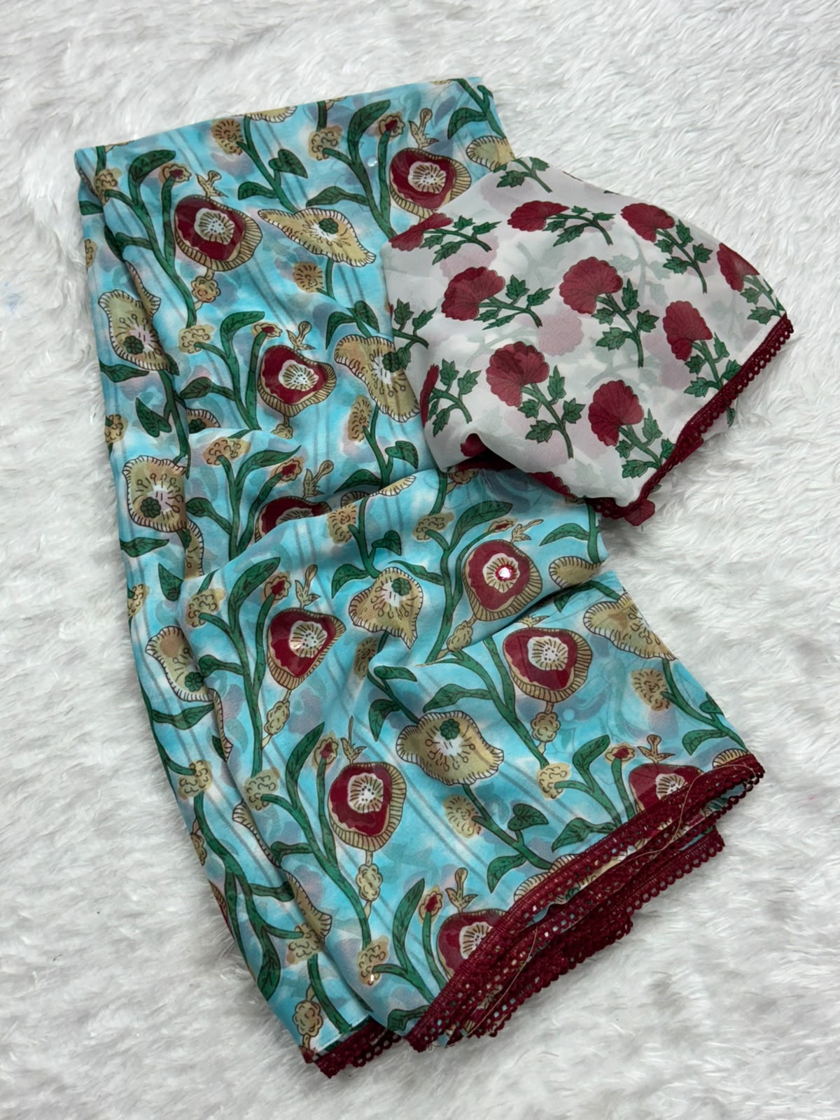 Soft floral 🌺 georgette saree ✨