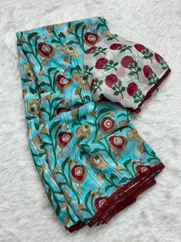 Soft floral 🌺 georgette saree ✨