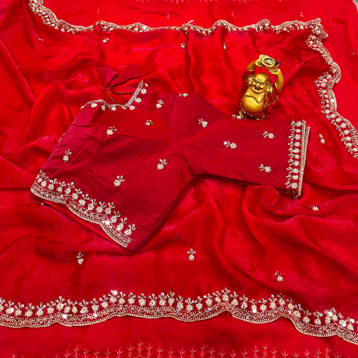 Grand party wear saree ✨ with stritched blouse