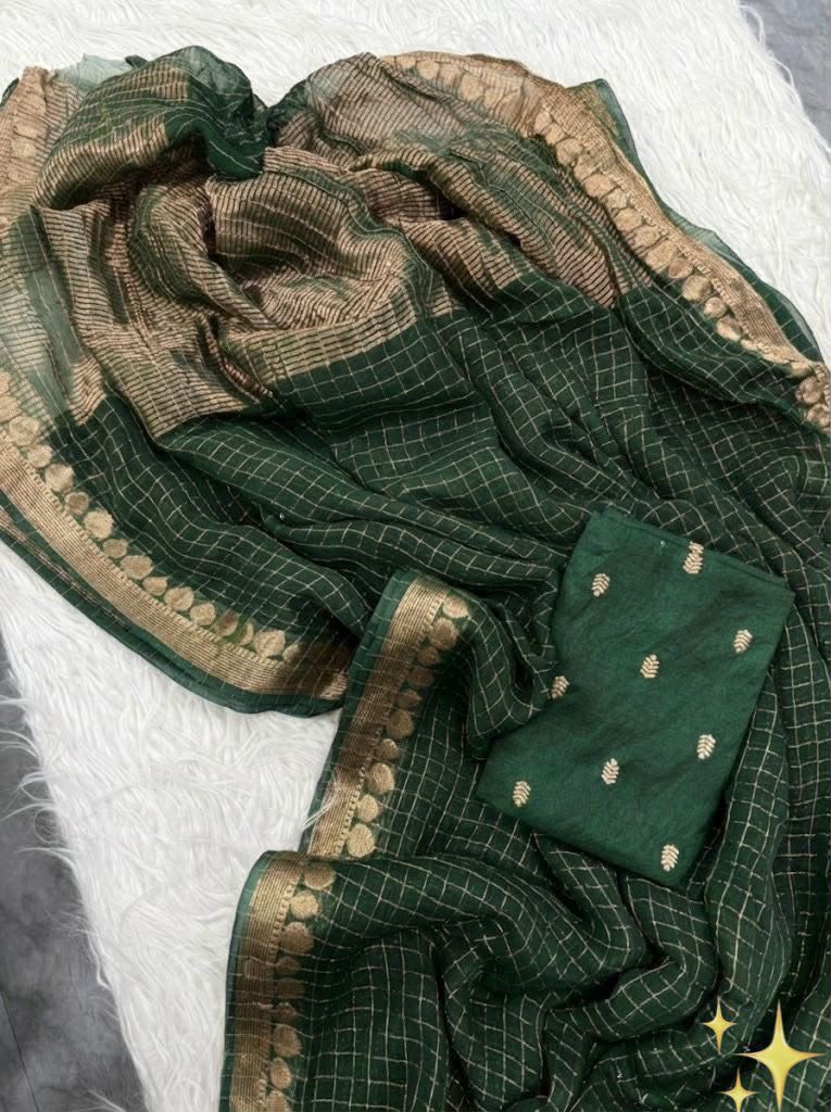 Viscose georgette checks saree ✨
