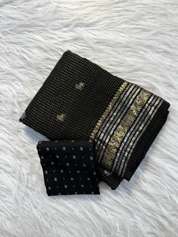 Viscose weaving checks design saree