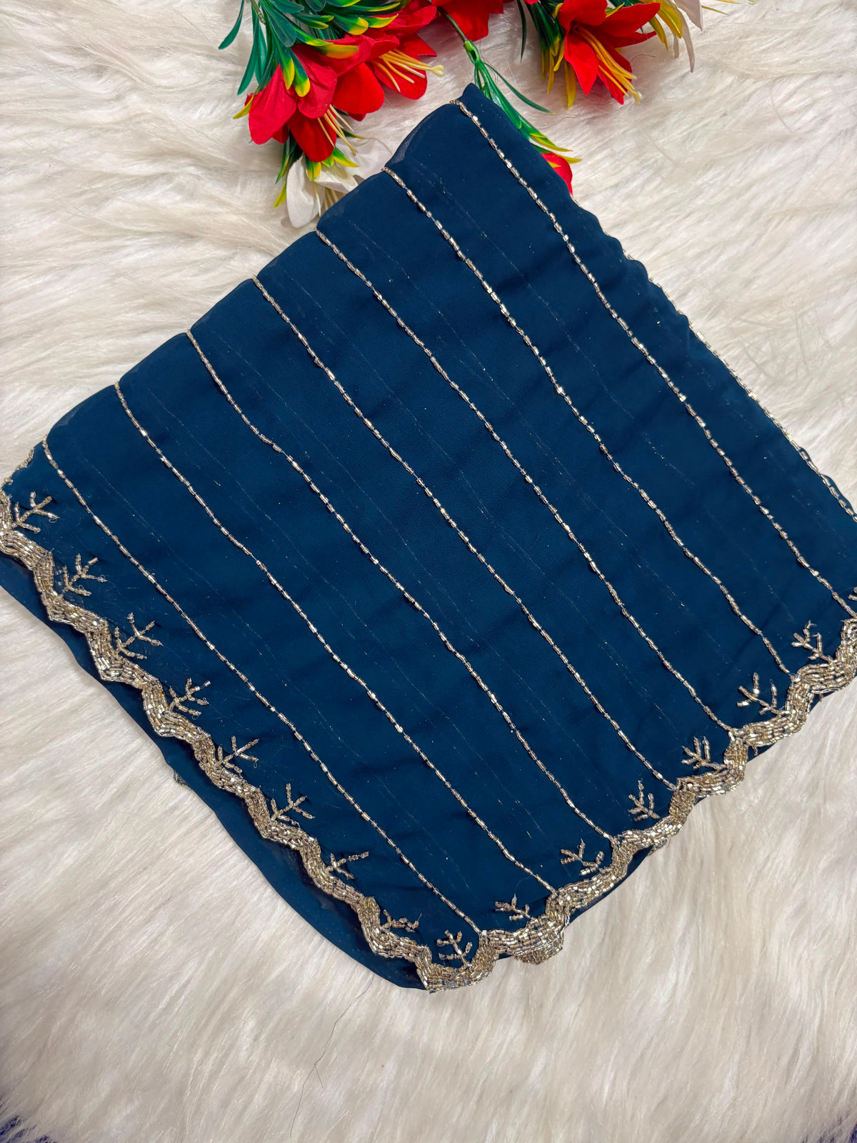 Pure georgette kadhana work saree