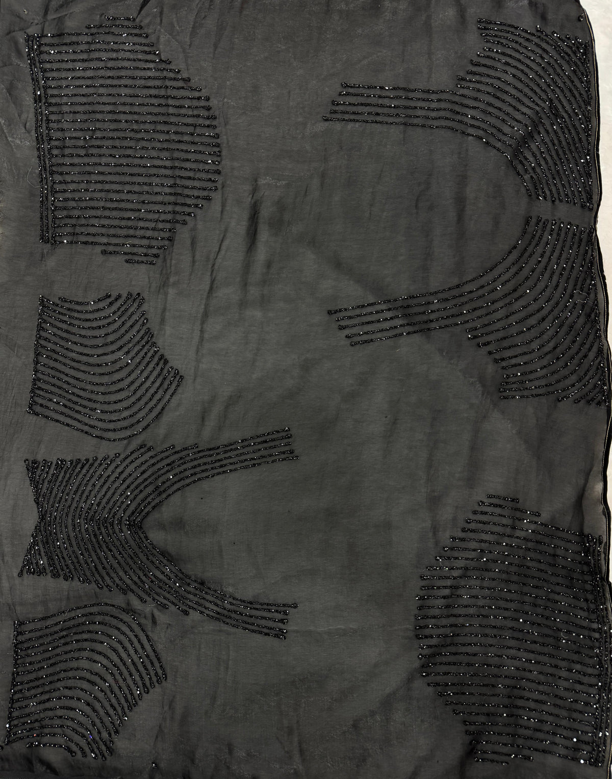space silk handcrafted diamond work black saree