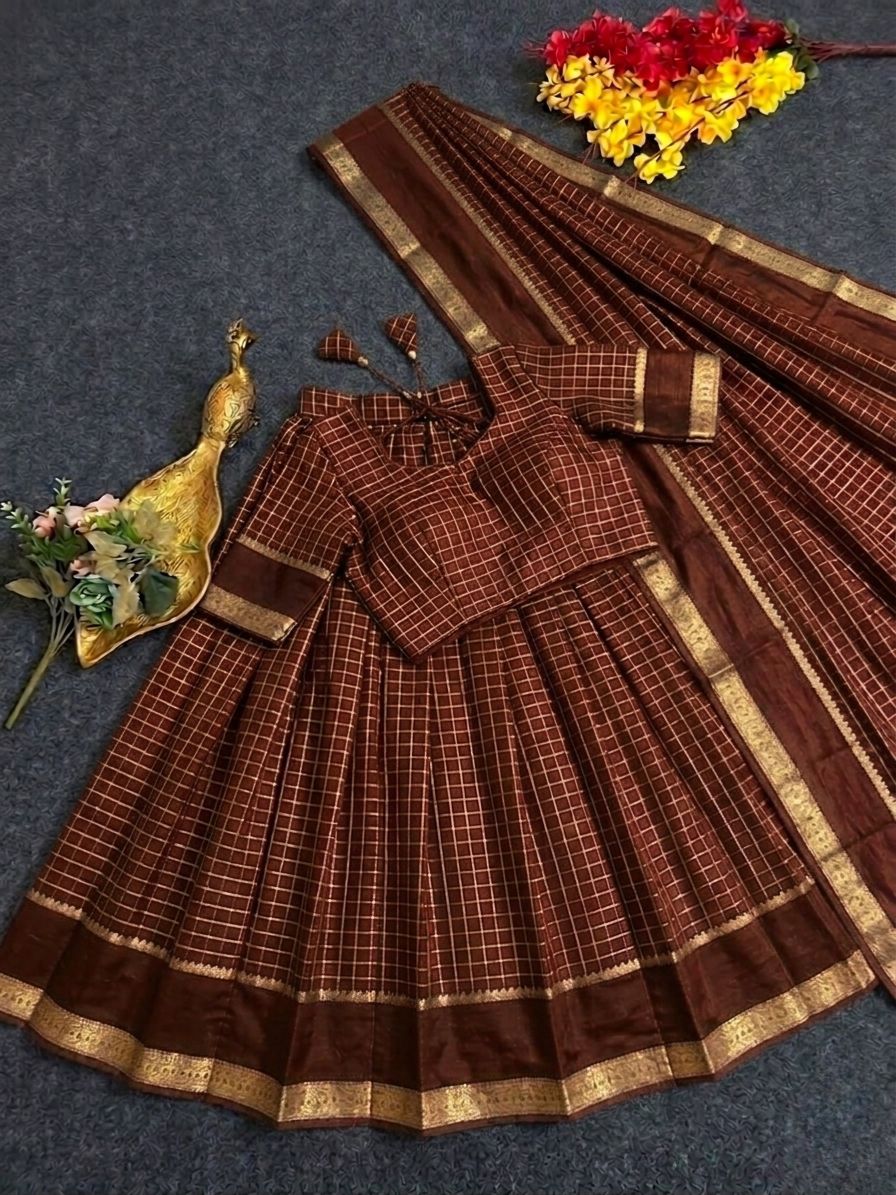 Pure viscose georgette checks lehenga
