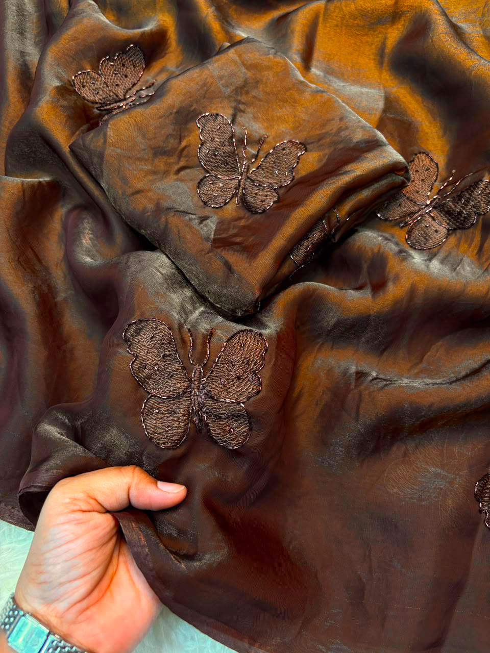 Space satin  work sarees✨