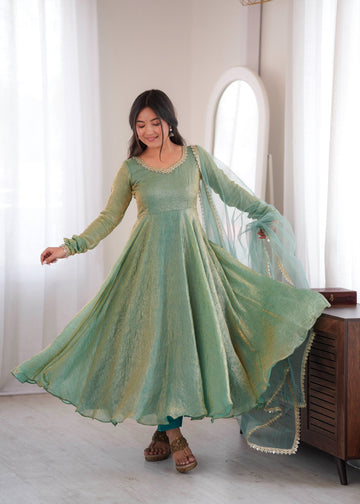 Crush mirror work anarkali suit ✨